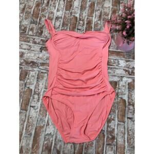 Emerald Bay One Piece Neon Orange Swimsuit Size 8 Lightly padded Spaghetti Strap